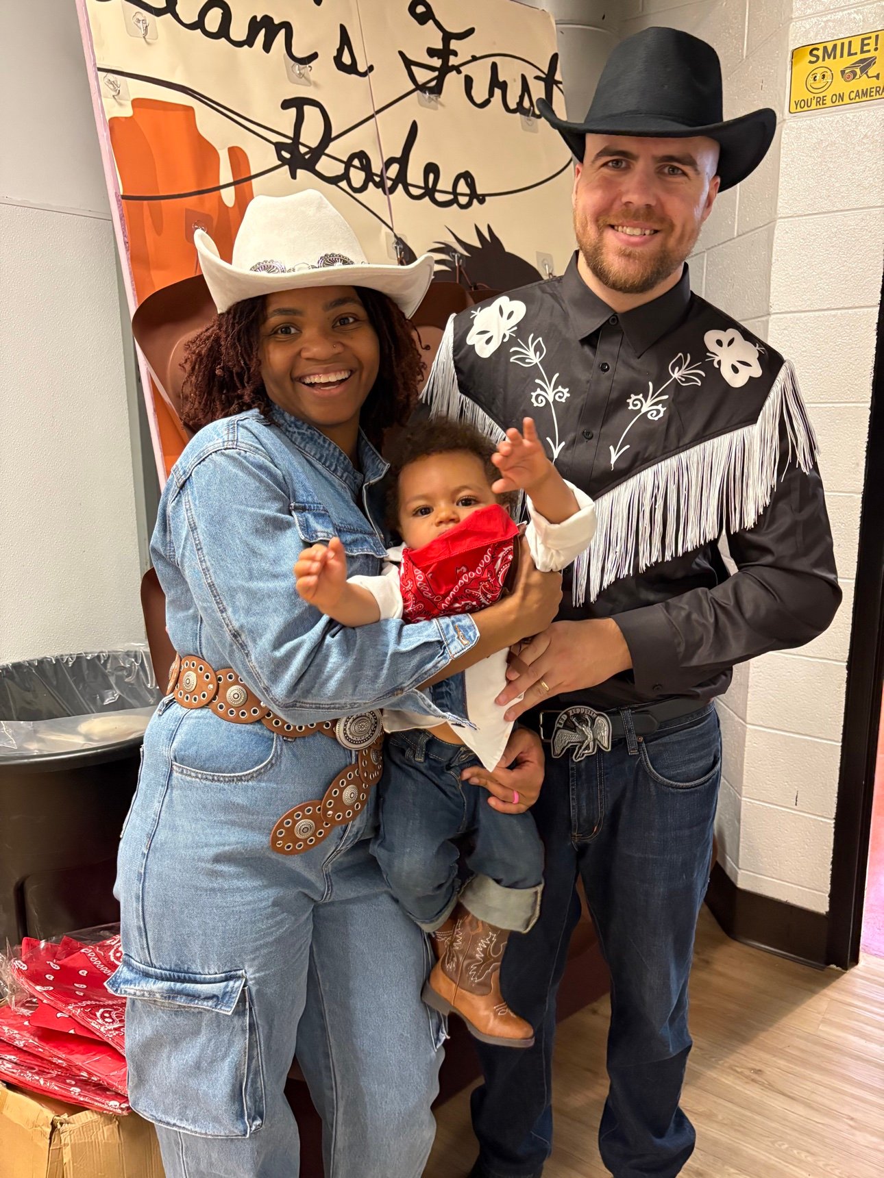 Cowboy-themed first birthday cake